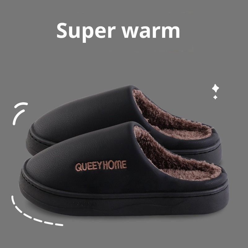 Winter Cotton Waterproof Outdoor Slippers Home Non-slip Winter Fleece-lined Men's Platform