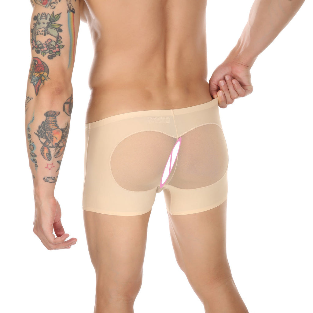 European Size New Mesh Ice Silk Stitching Underwear Heart-shaped Ultra-thin See-through Seamless Boxers