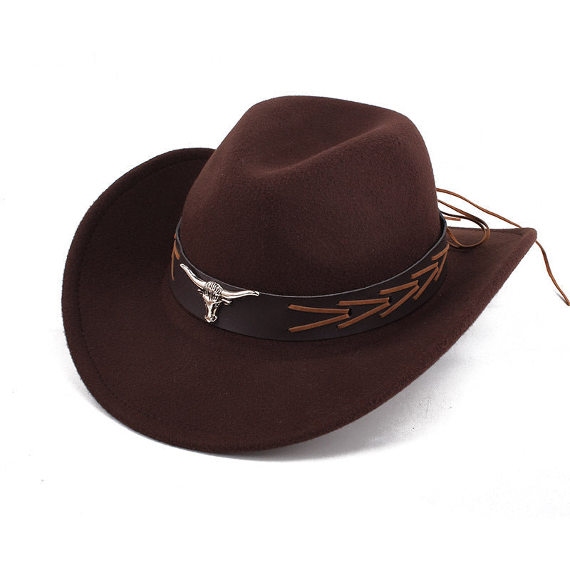 European And American Style Woolen Cowboy Hat Men's Lady Couple Ethnic Style Curling