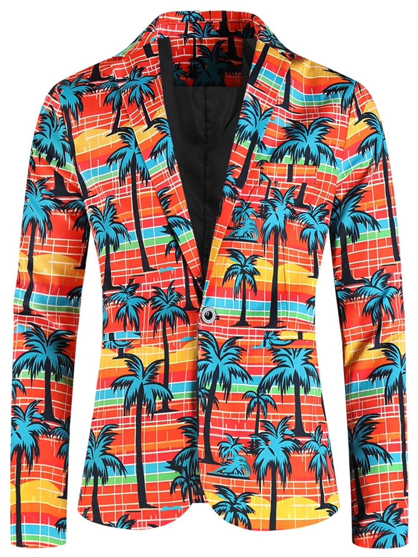 One Button Printing Leisure Suit Plus Size Men's Top