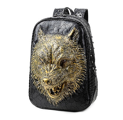 3D Wolf Head Student Backpack