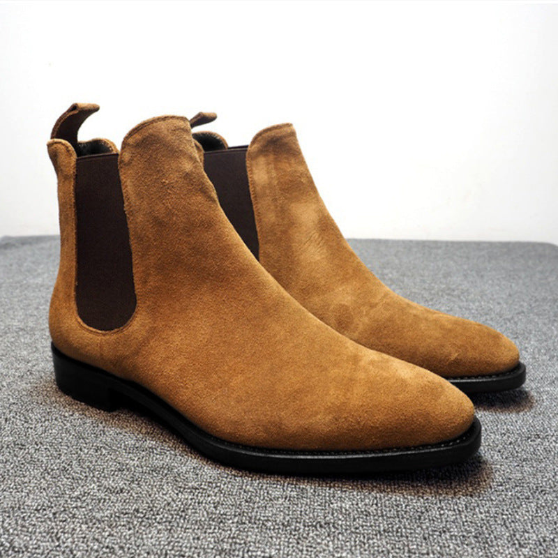 Men's Short Boots Vintage High-top Leather Shoes Martin Boots