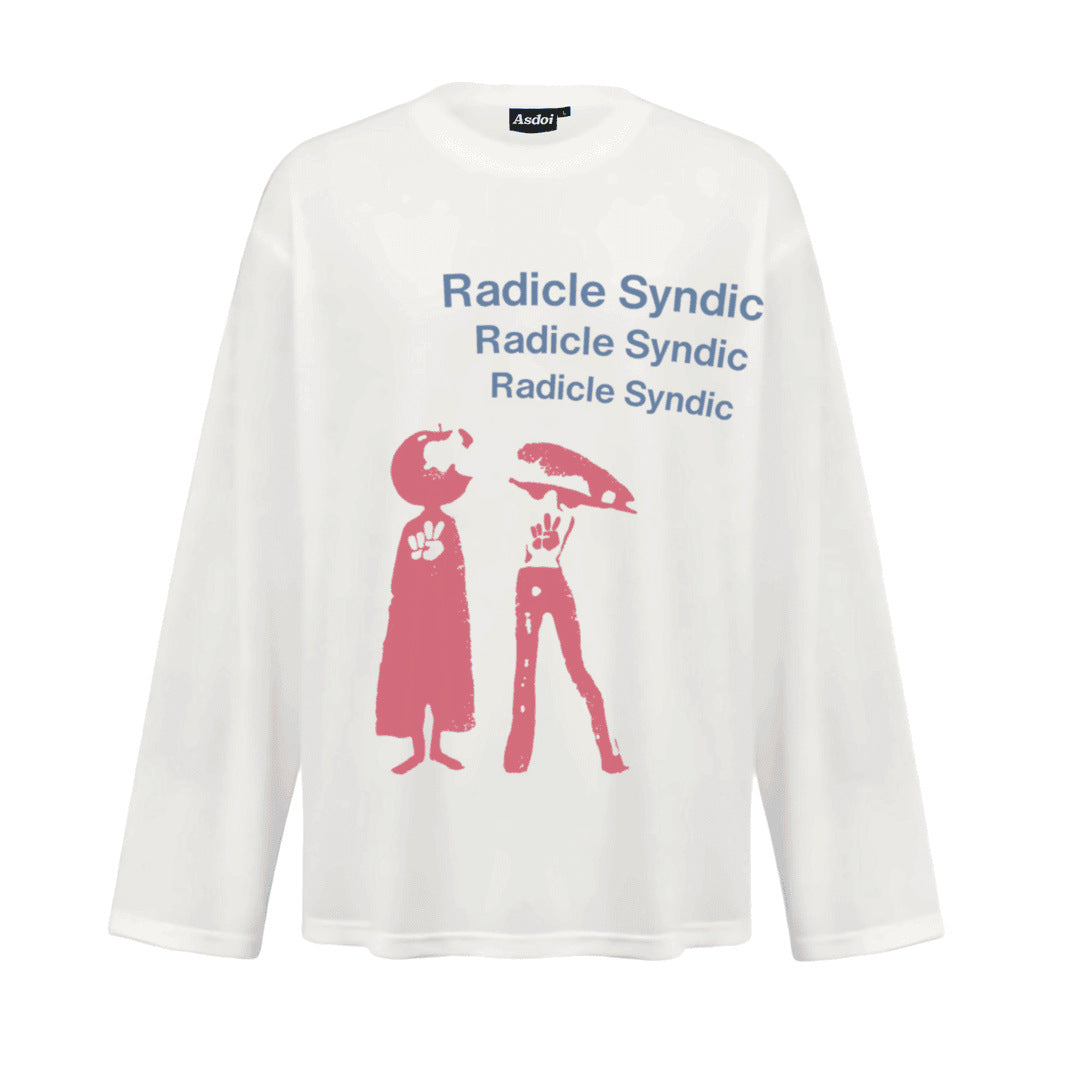 Spring And Autumn Pure Cotton Men And Women Loose Casual Top Long Sleeve