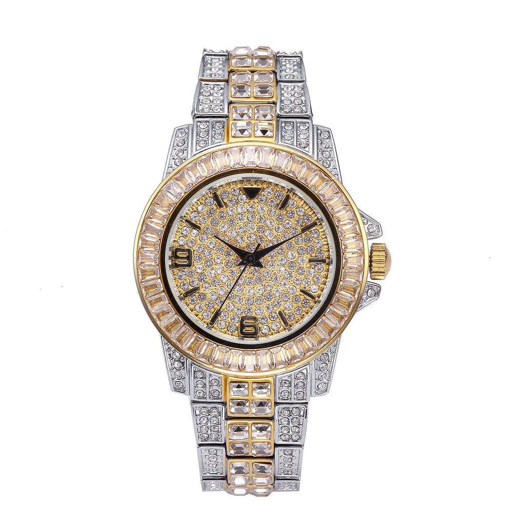 Stainless steel waterproof full diamond watch