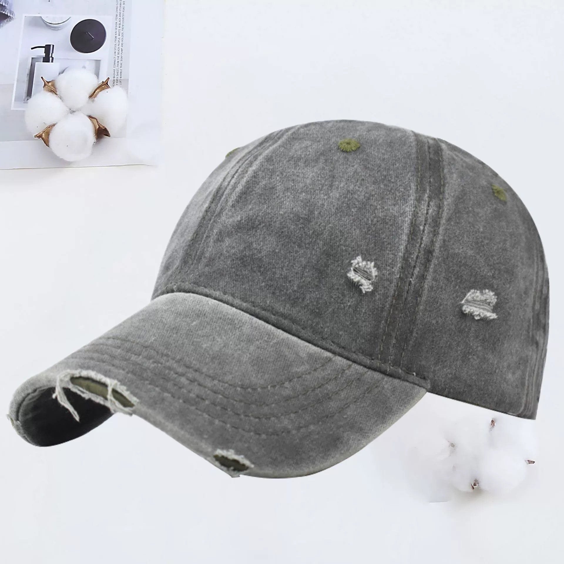 Outdoor Embroidered Printed Washed Hole Baseball Cap