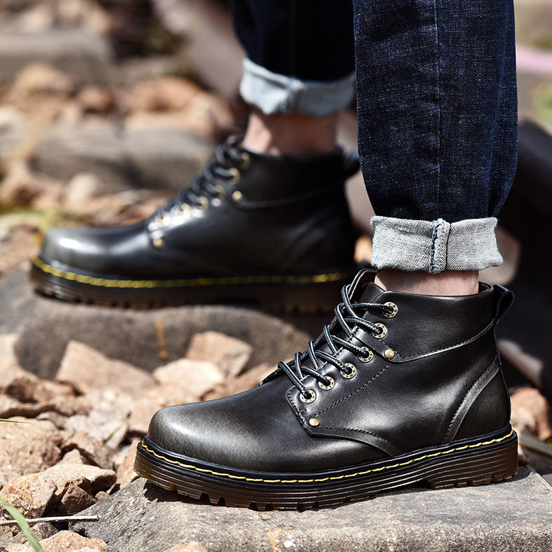 Martin Boots Men's Middle Cut British Style Shoes All-match Tooling Boots