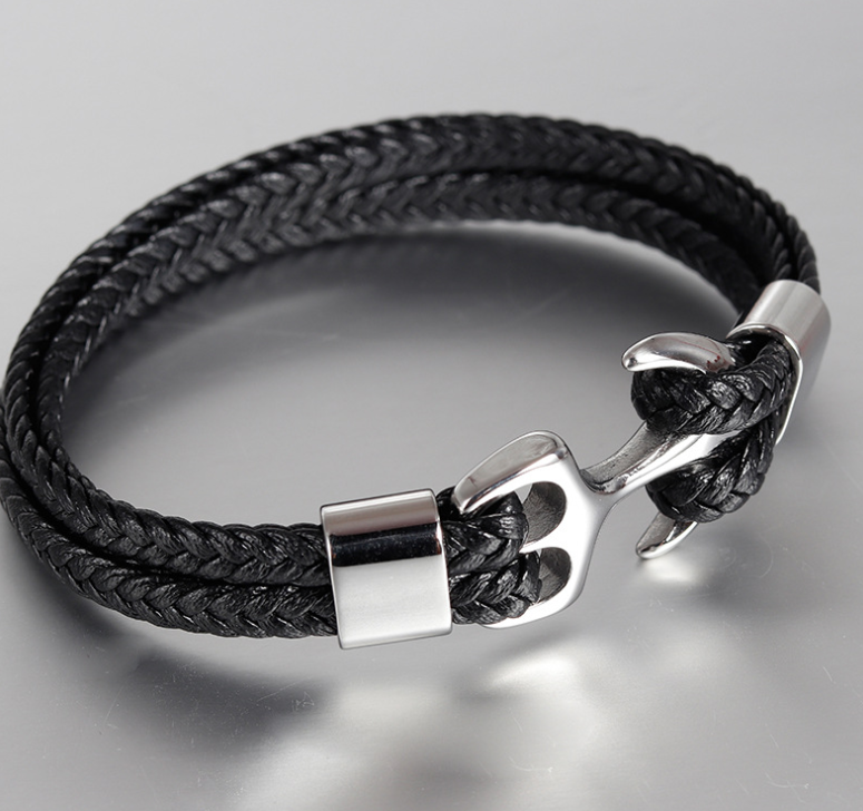 Anchor Vintage Woven Leather Bracelet