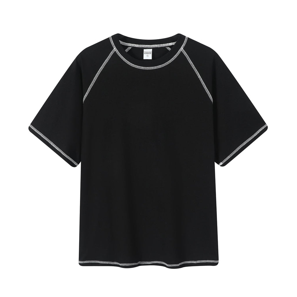 Raglan Topstitching Design Round Neck Short Sleeve T-shirt For Men