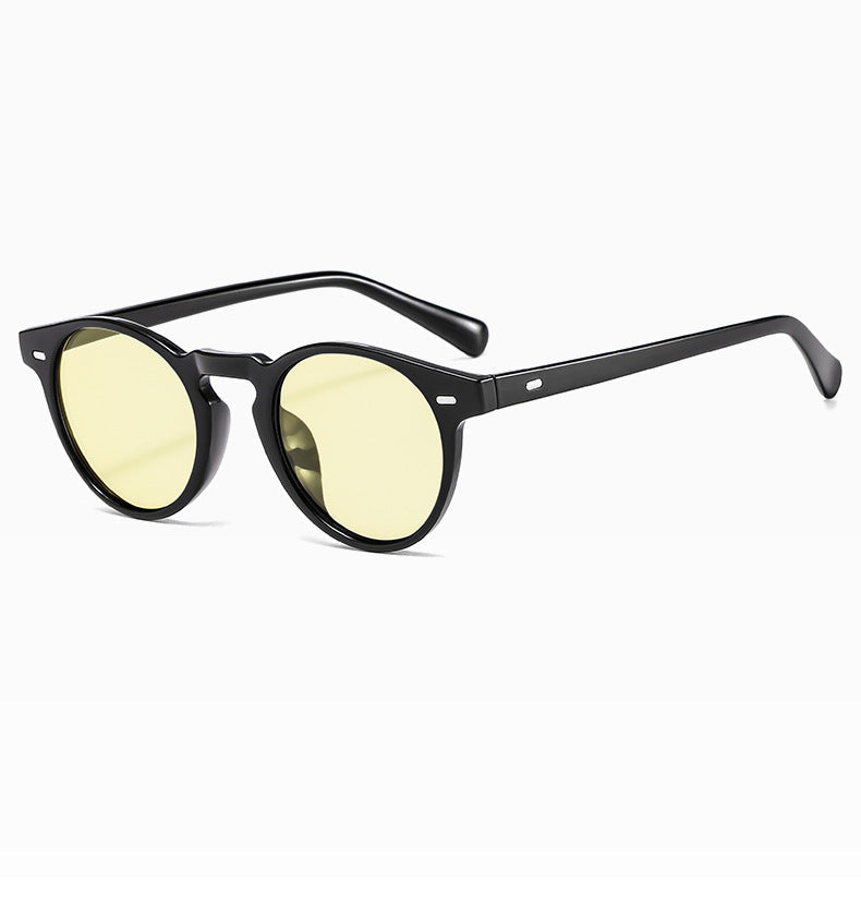 Men's round frame rice nail sunglasses