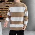 Half High Collar Pullover Striped T-Shirt