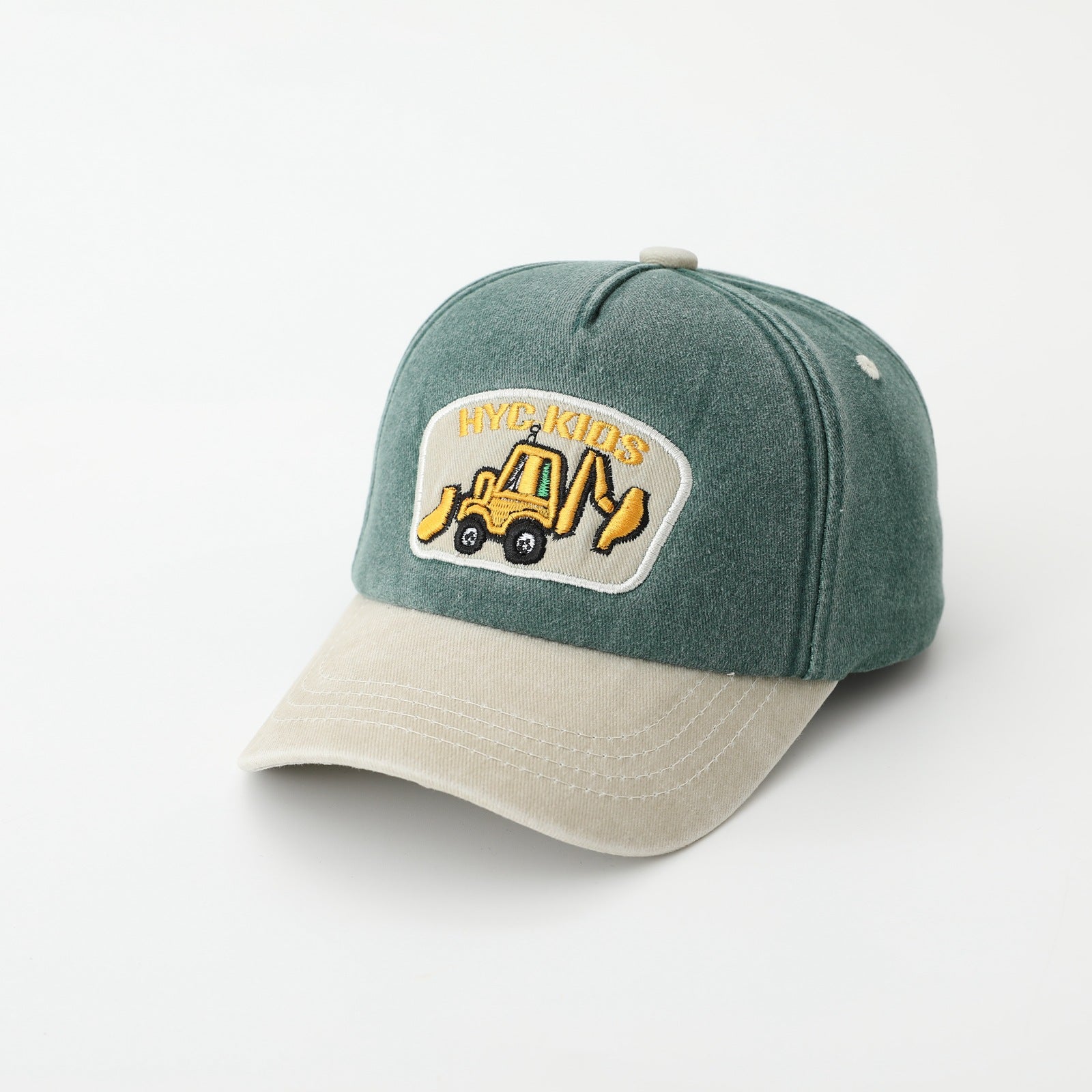 Cartoon Excavator Washed Baseball Cap