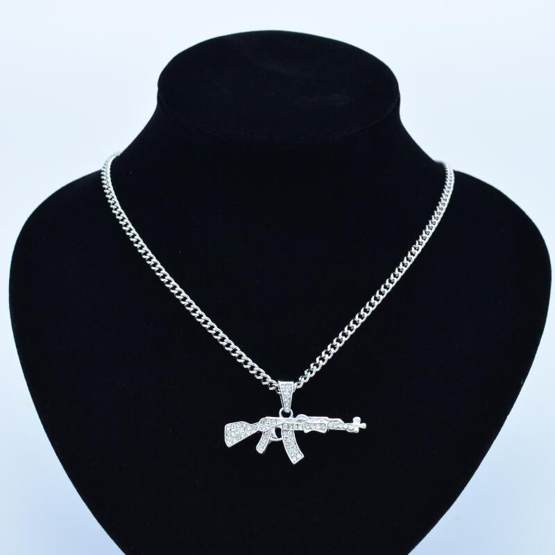 Cool Gothic Gun Shape Pendant Rhinestone