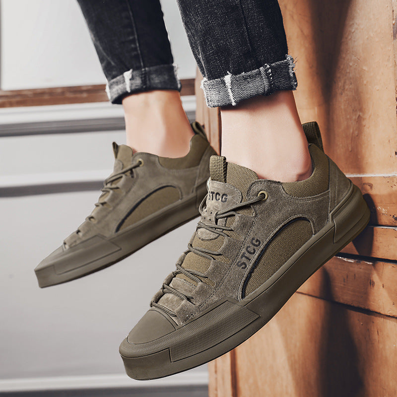 Summer New Leather Breathable Sneakers Men's Fashion