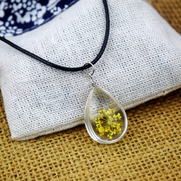 Dried Flower Starry Time Gemstone Necklace