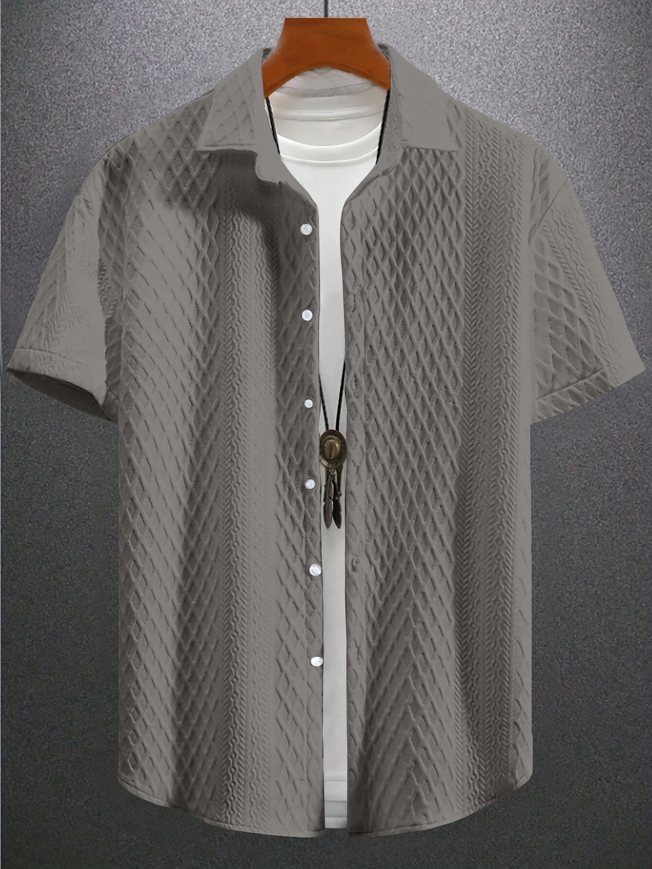 Men's Solid Color Short Sleeve Knitted Shirt With Over-turned Collar