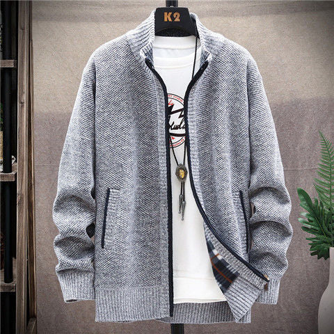 Men's Warm Sweater Half High Neck Zipper Sweater