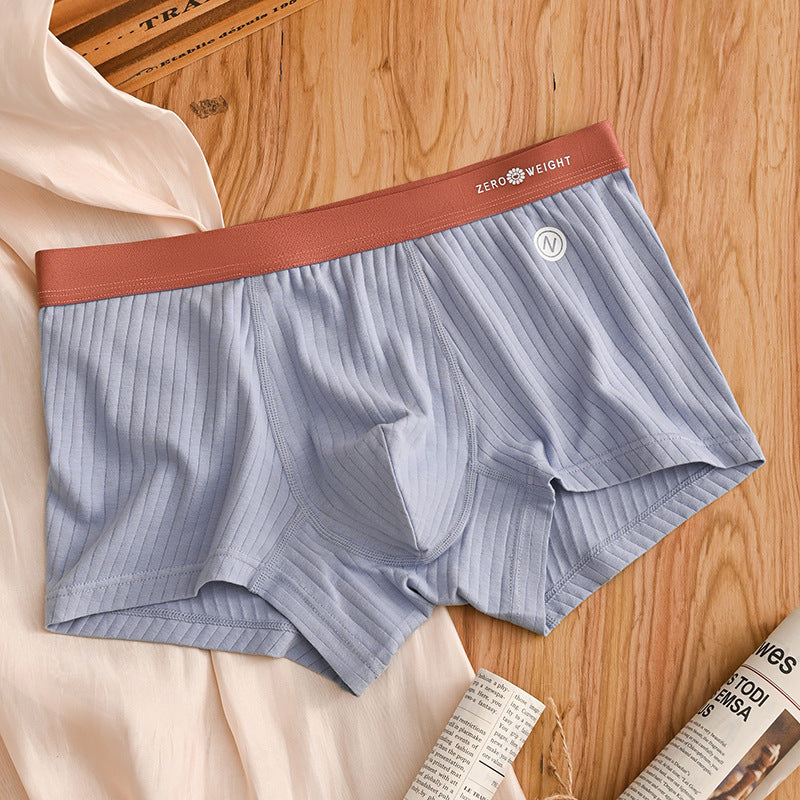 Striped Purified Cotton Men's Underwear Mid-waist Contrast Color