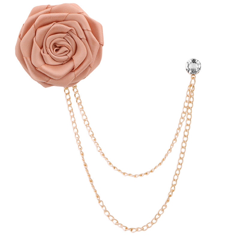 Handmade Rose Brooch Tassel for Suit