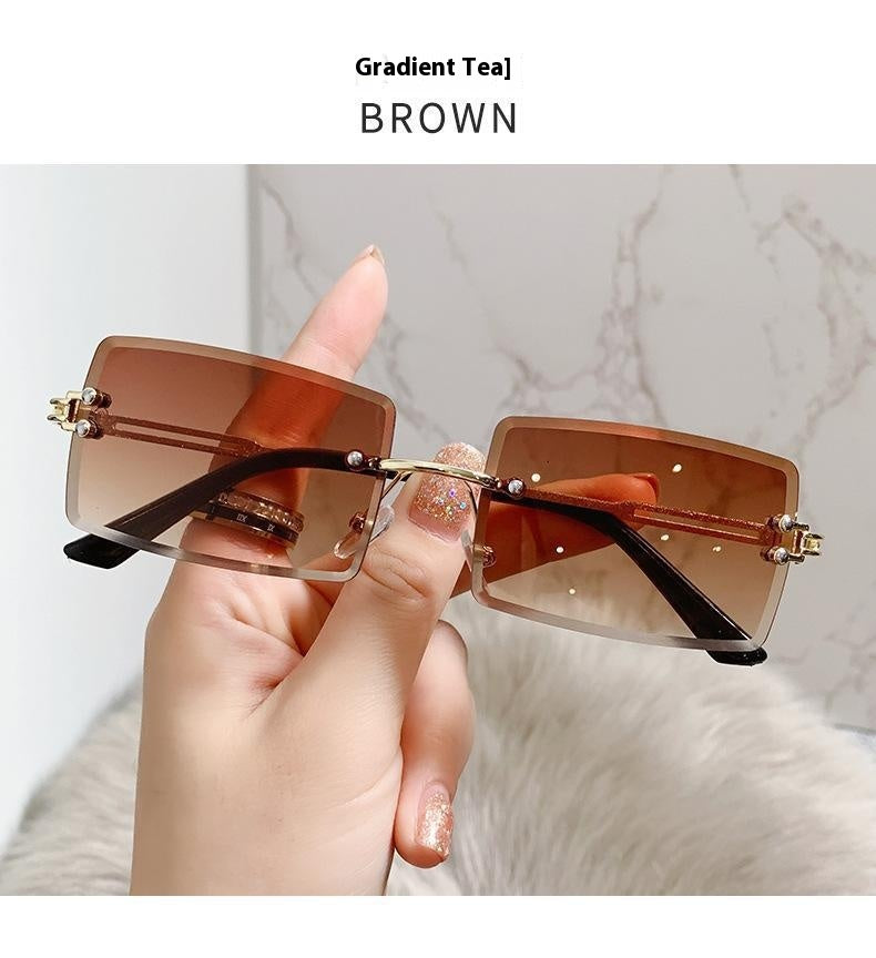 Frameless Trimming Sunglasses Fashion Ocean Lens