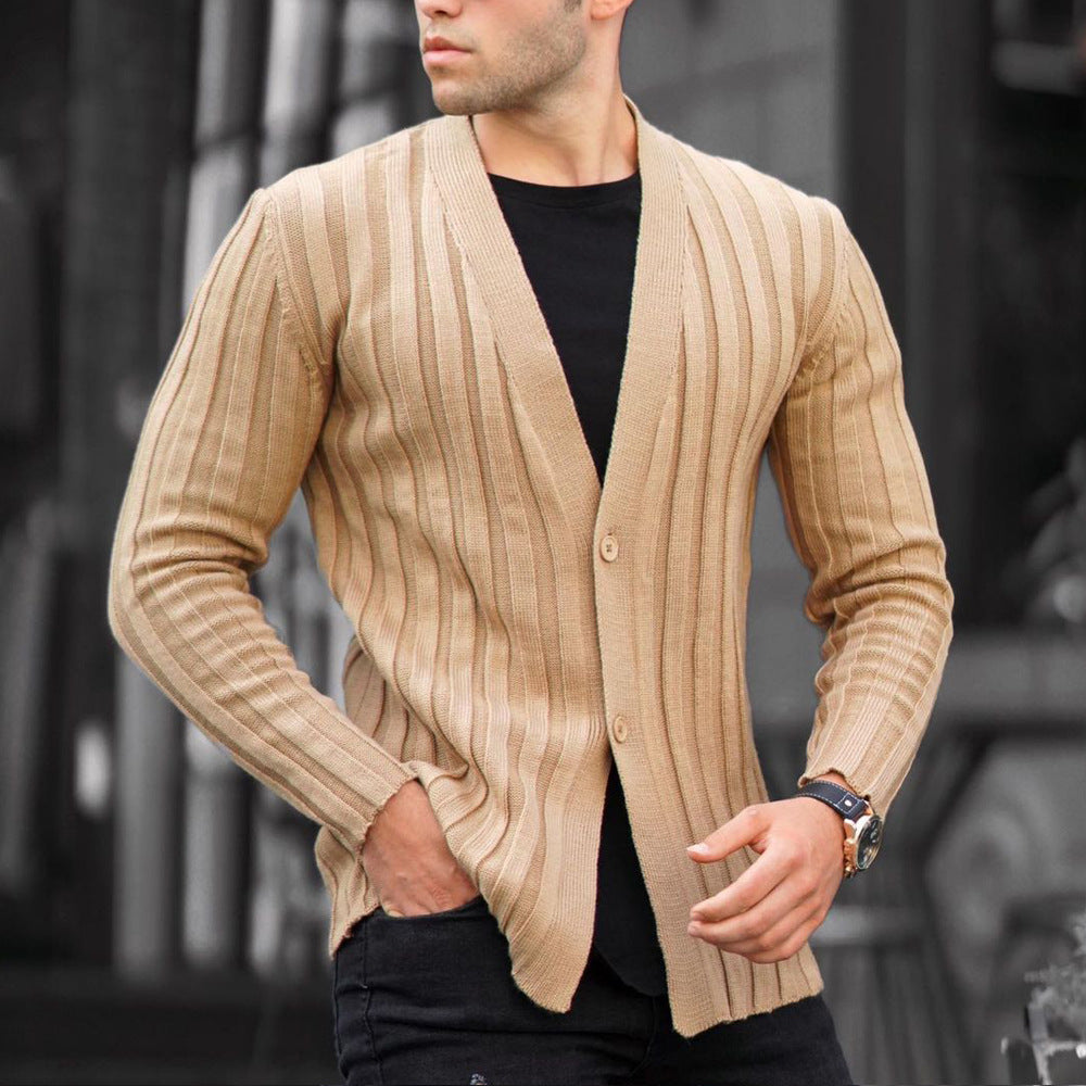 Cardigan Pit Strip Casual Slim Knit Sweater