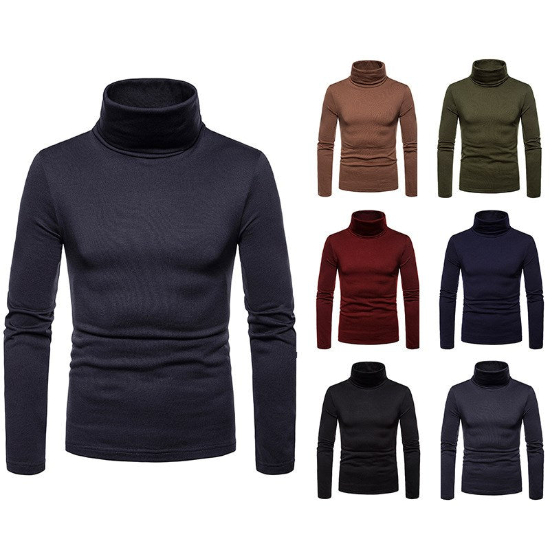 High-neck long-sleeved T-shirt