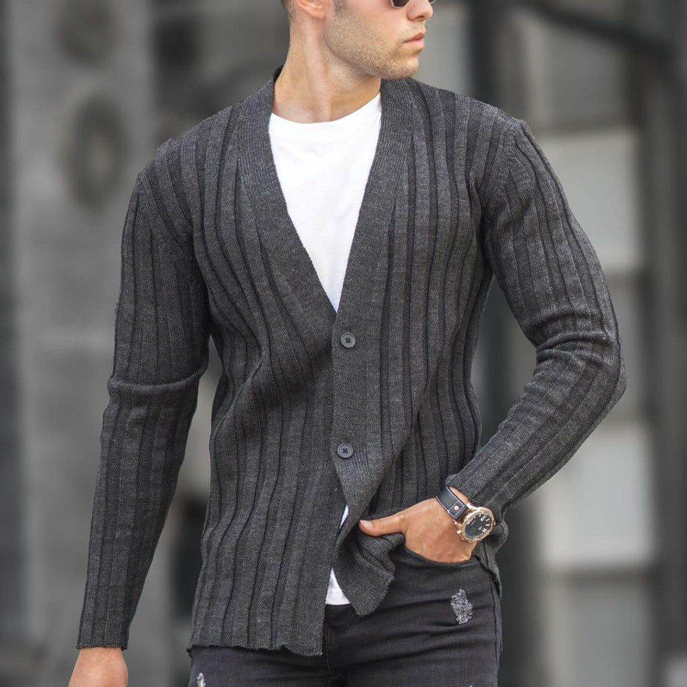 Cardigan Pit Strip Casual Slim Knit Sweater
