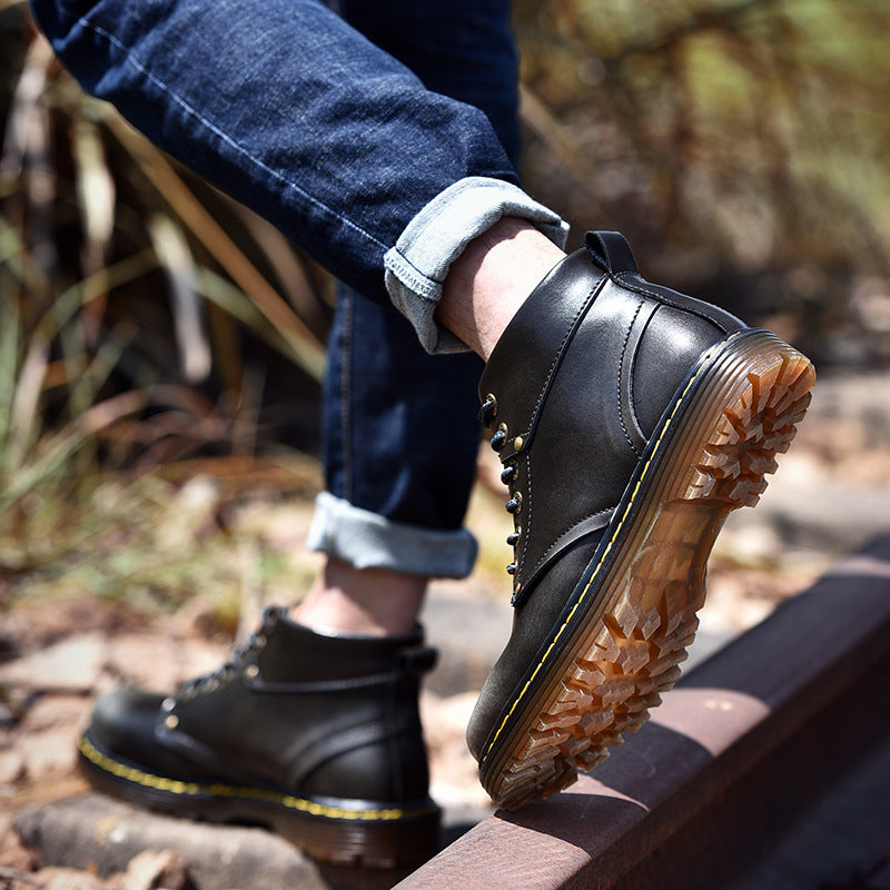 Martin Boots Men's Middle Cut British Style Shoes All-match Tooling Boots