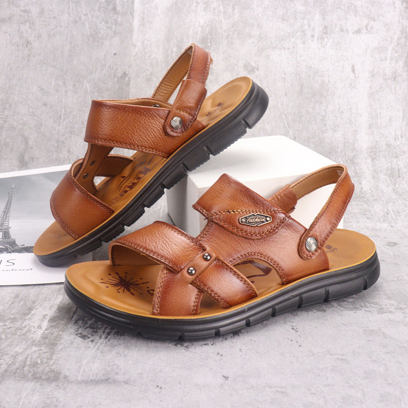 First Layer Cowhide Men's Beach Shoes Summer New Style