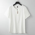 Men's Chinese-style Cotton And Linen V-neck Short Sleeve