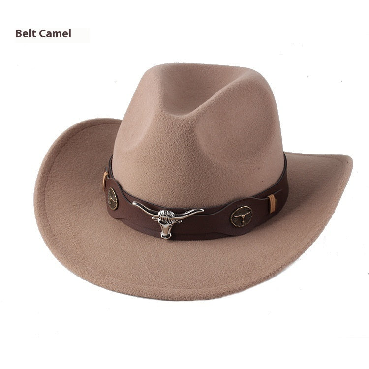 European And American Style Woolen Cowboy Hat Men's Lady Couple Ethnic Style Curling