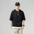 Solid Color Loose Fit Summer Hooded Men's Short-sleeved T-shirt