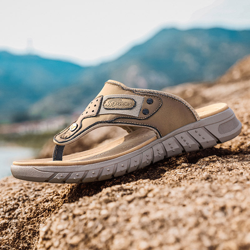 Flip Flops Men's Summer Outdoor Non-slip Wear-resistant Flip-flops Soft Bottom