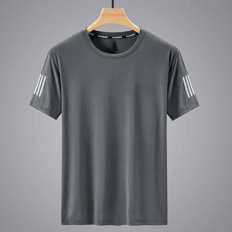 Summer Solid Color Round Neck Top Clothing Speed Sporty Simplicity Ice T-shirt Men
