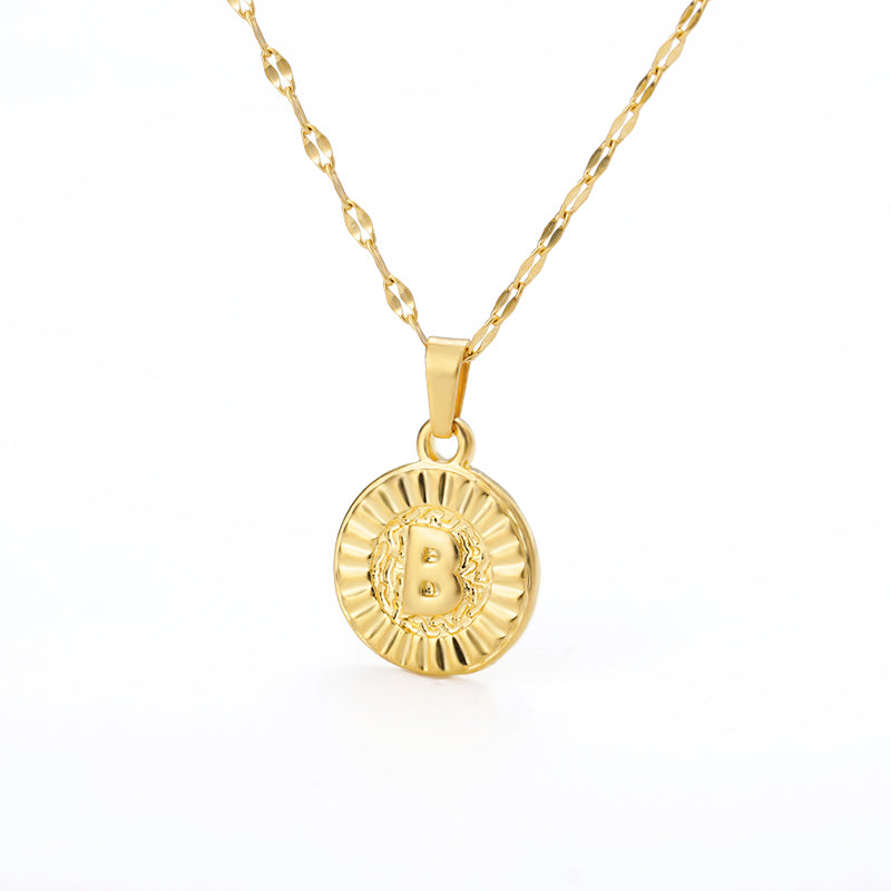 English Alphabet Disc Necklace Men and women