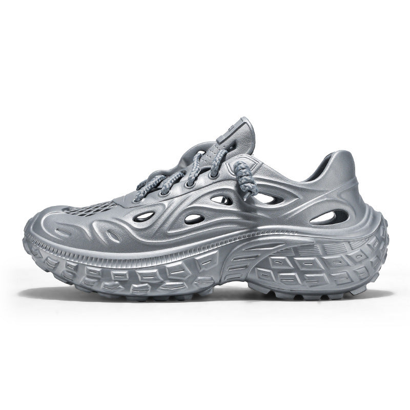 Summer Outdoor Non-slip Sandals Men's Thick-soled Poop Feeling Couple Hole Shoes Covered Heel Slippers