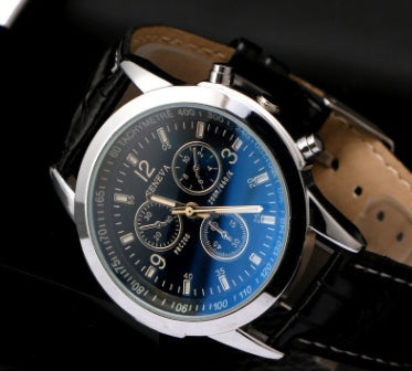 Men's Watch Blu-ray Colorful Glass Watch Male Micro-business Taobao Explosion Student Quartz Watch Three-eye Men's Gift Watch