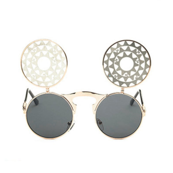 Punk Steam Flip Retro Sunglasses for Men and Women