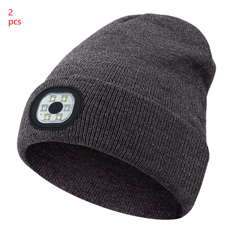 Outdoor Riding Lighting Headlights Cap Multi-color Optional Night Running LED Light Emitting Knitted Hat