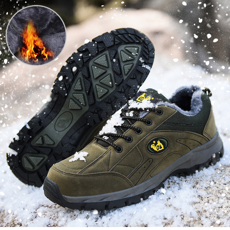 Outdoor Men's Hiking Shoes Plus Velvet Warm Cotton Shoes