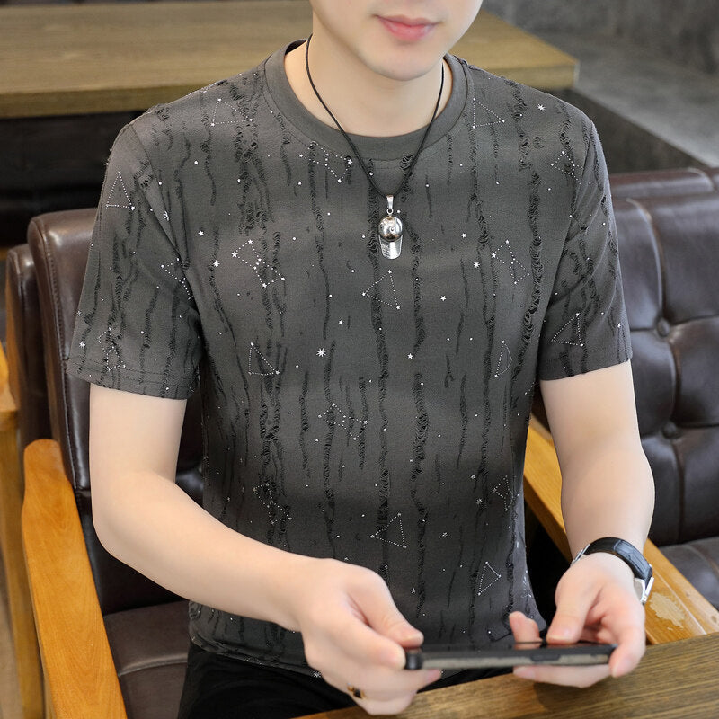 Ice Silk Short Sleeve T-shirt Casual Round Neck Top