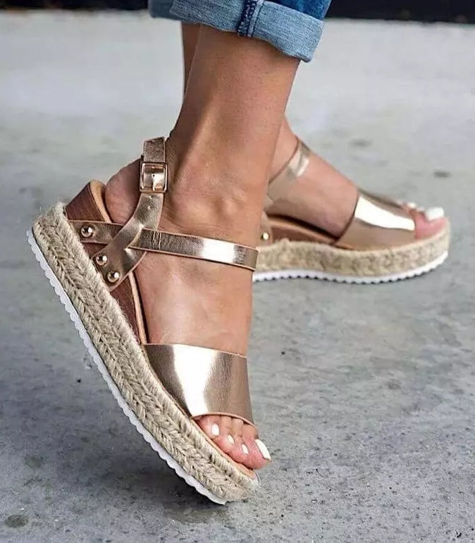 Hemp rope heel sandals