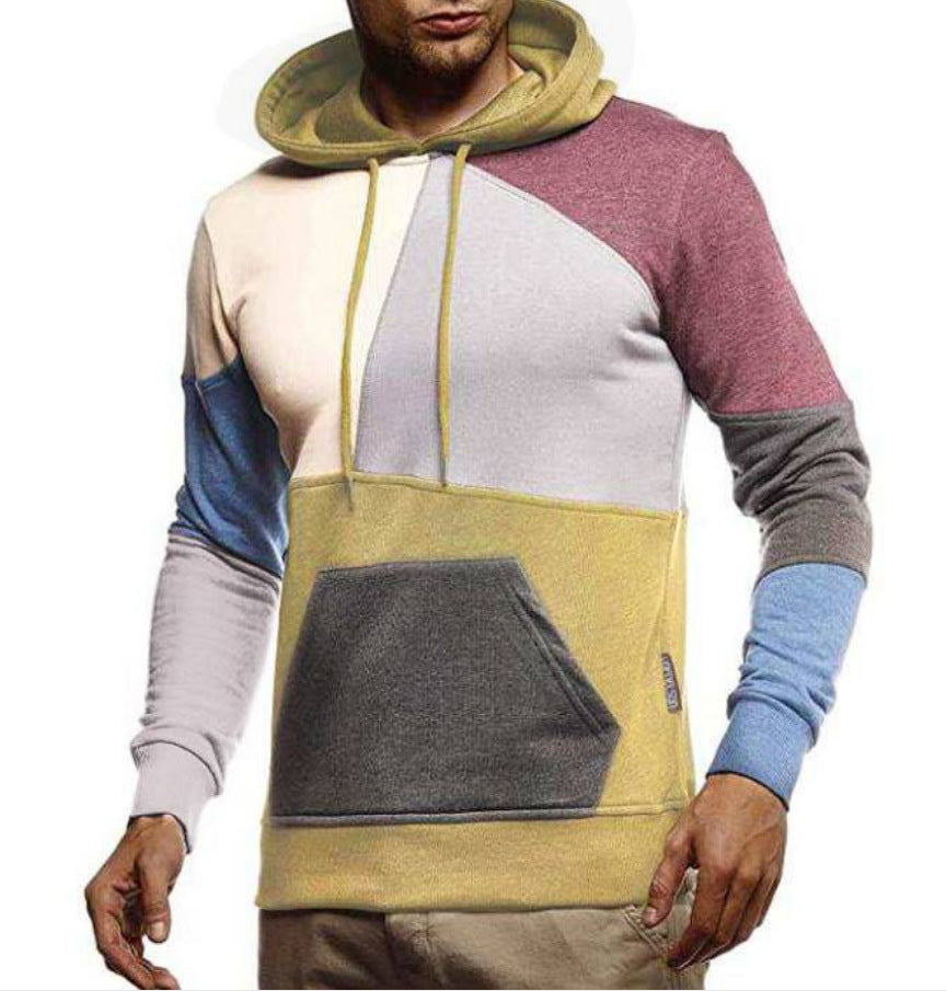 Color Block Men And Women Pullover Hooded Casual Sweater