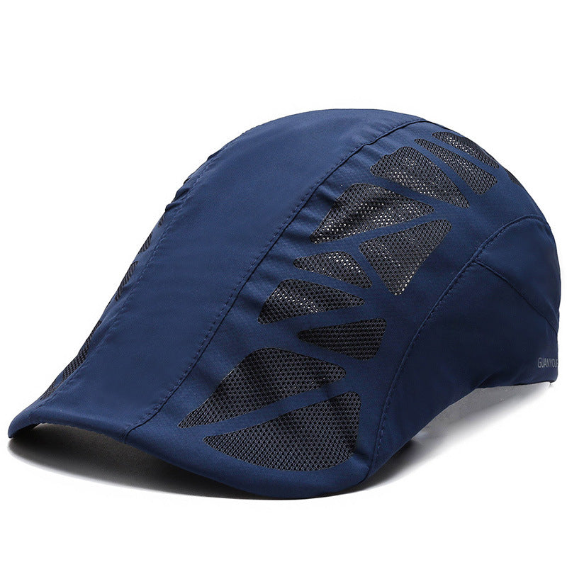 Men Mesh Beret Hat Summer Breathable Quick Dry