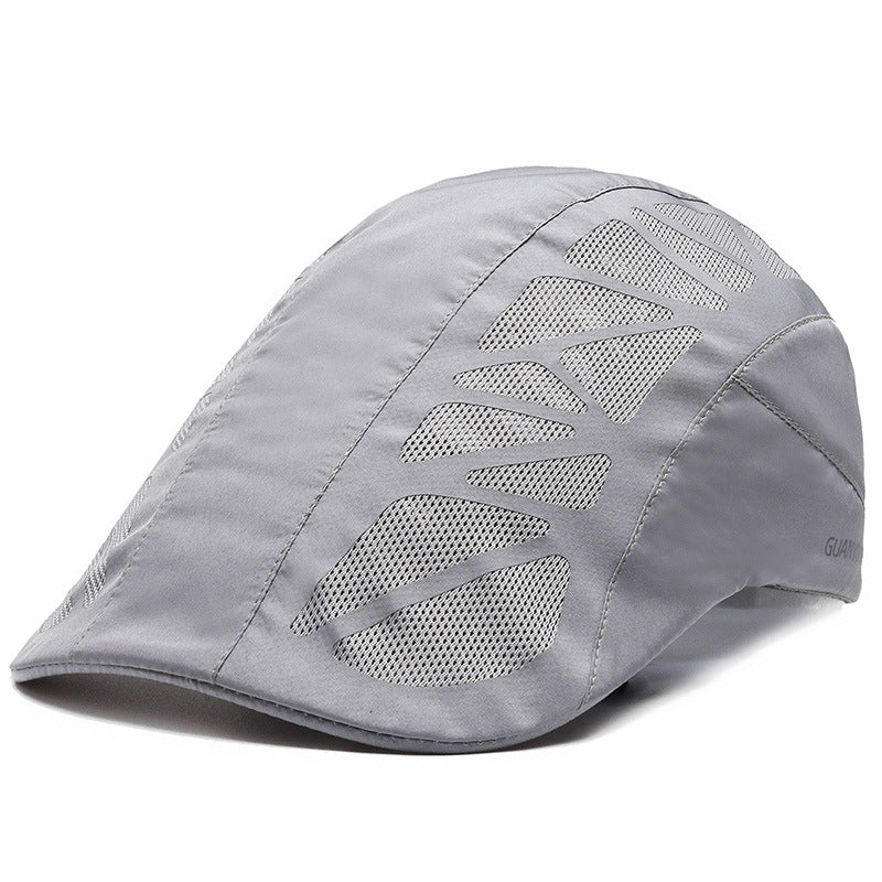 Men Mesh Beret Hat Summer Breathable Quick Dry