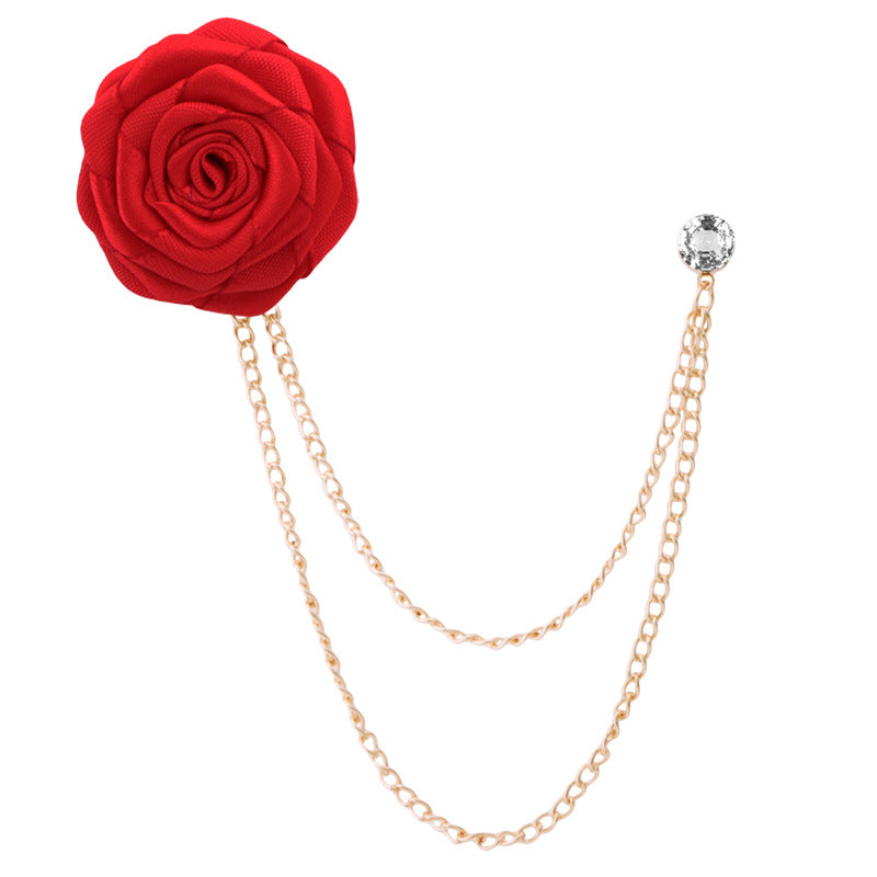 Handmade Rose Brooch Tassel for Suit