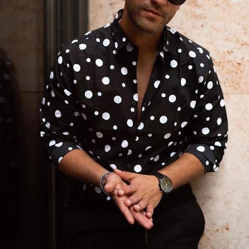 3D Polka-dot Loose-fitting Long Sleeve Printed Shirt