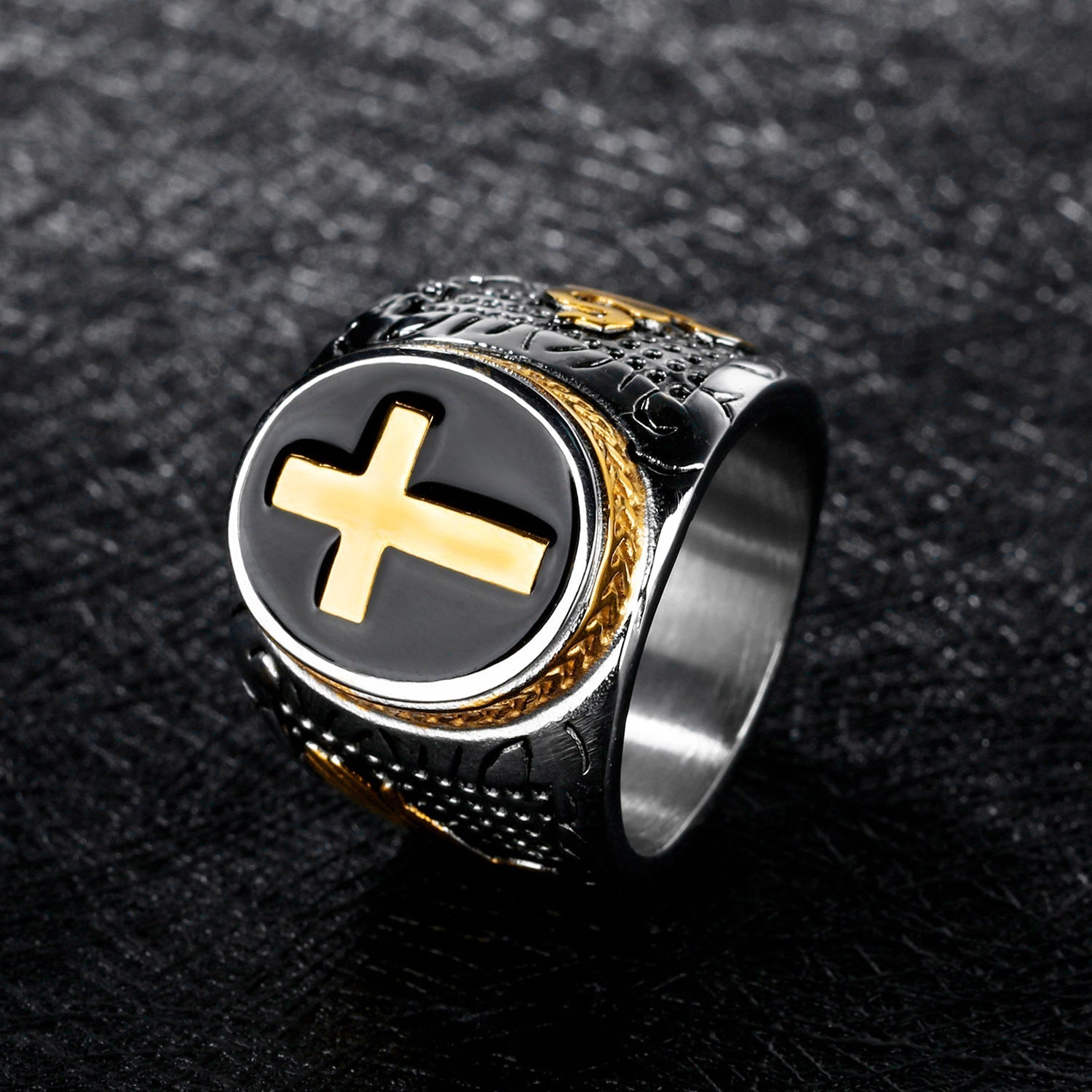 Metrosexual men's ring finger cross personality retro titanium ring