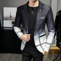 Fashion Personality Plaid Men's Stitching Casual Long Sleeve Suit