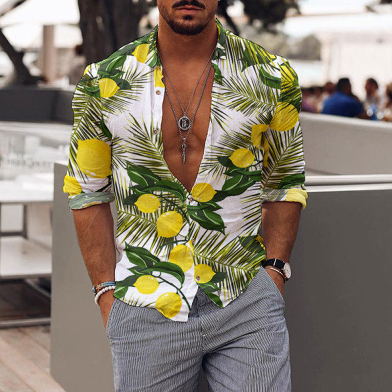 Men's Printed Beach Style Long Sleeve shirt