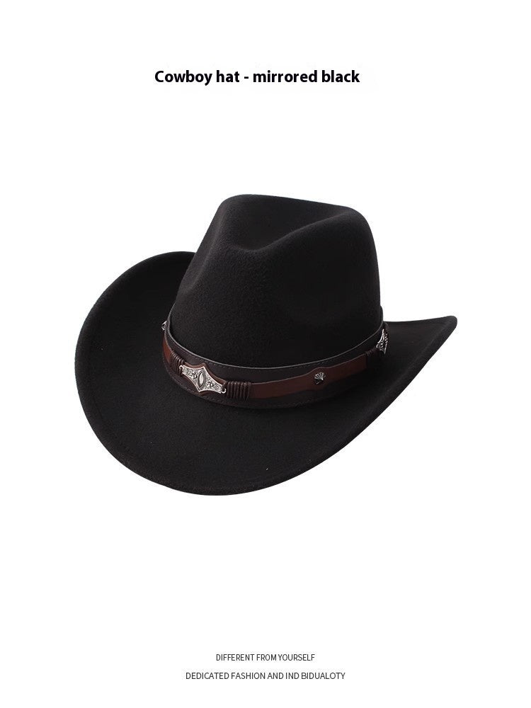 European And American Style Woolen Cowboy Hat Men's Lady Couple Ethnic Style Curling